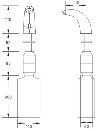 Ksitex ASD-611 Сенсорный (автоматический) дозатор для жидкого мыла, встраиваемый  от магазина Белый Лис